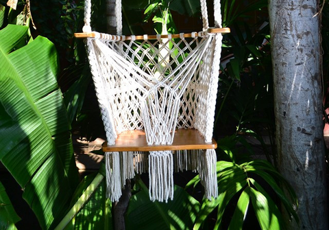 Handmade Baby Swing Organic Off-White Cotton Indoor/Outdoor Swing - Mission Hammocks - 1