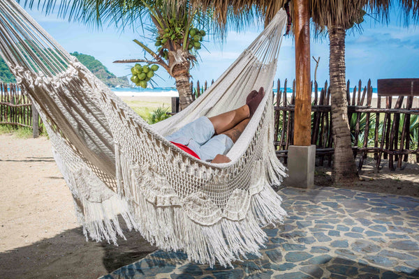 Macrame Hammock, Mayan Double Hammock Indoor/Outdoor Cotton Hammock - Mission Hammocks - Mission Hammocks