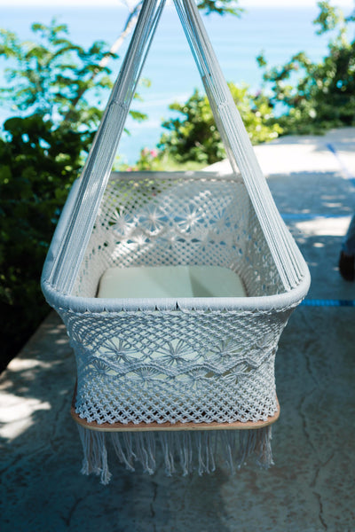 Baby Hanging Bassinet, Hanging Cradle, Hanging Crib 100% Handmade Organic Cotton - Classic - Mission Hammocks