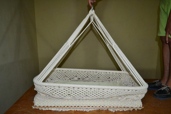 Baby Hanging Bassinet, Hanging Cradle, Hanging Crib 100% Handmade Organic Cotton - Classic - Mission Hammocks - 4