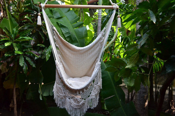Hanging Hammock Chair With Macrame **Solid Color** Swing Chair Mission Hammocks - Mission Hammocks - 1