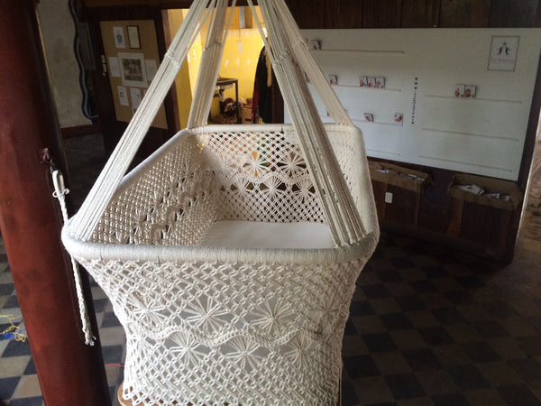 Baby Hanging Bassinet, Hanging Cradle, Hanging Crib 100% Handmade Organic Cotton - Classic - Mission Hammocks - 5