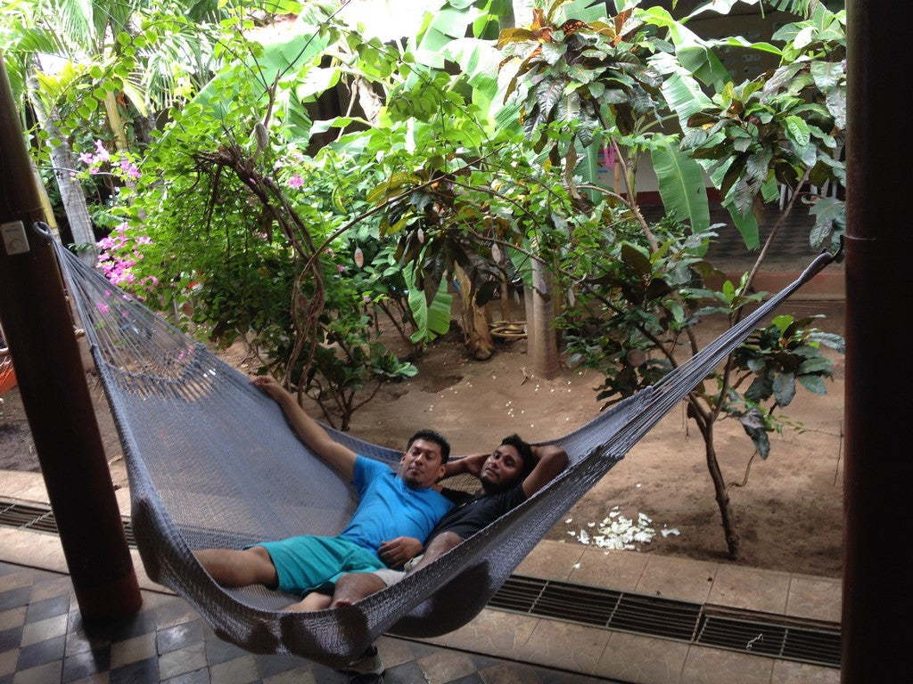 Cream Handmade Double Montanera Rainbow 100 Cotton Hammock