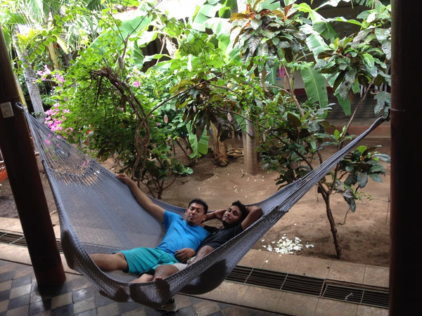Cream Mayan Double Hammock Indoor/Outdoor Cotton Hammock - Mission Hammocks - Mission Hammocks - 3