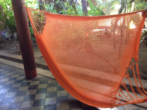 Orange Mayan Double Hammock Indoor/Outdoor Cotton Hammock - Mission Hammocks - Mission Hammocks - 1