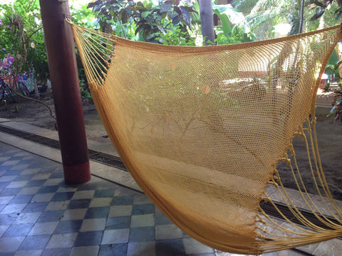 Yellow Mayan Double Hammock Indoor/Outdoor Cotton Hammock - Mission Hammocks - Mission Hammocks - 1